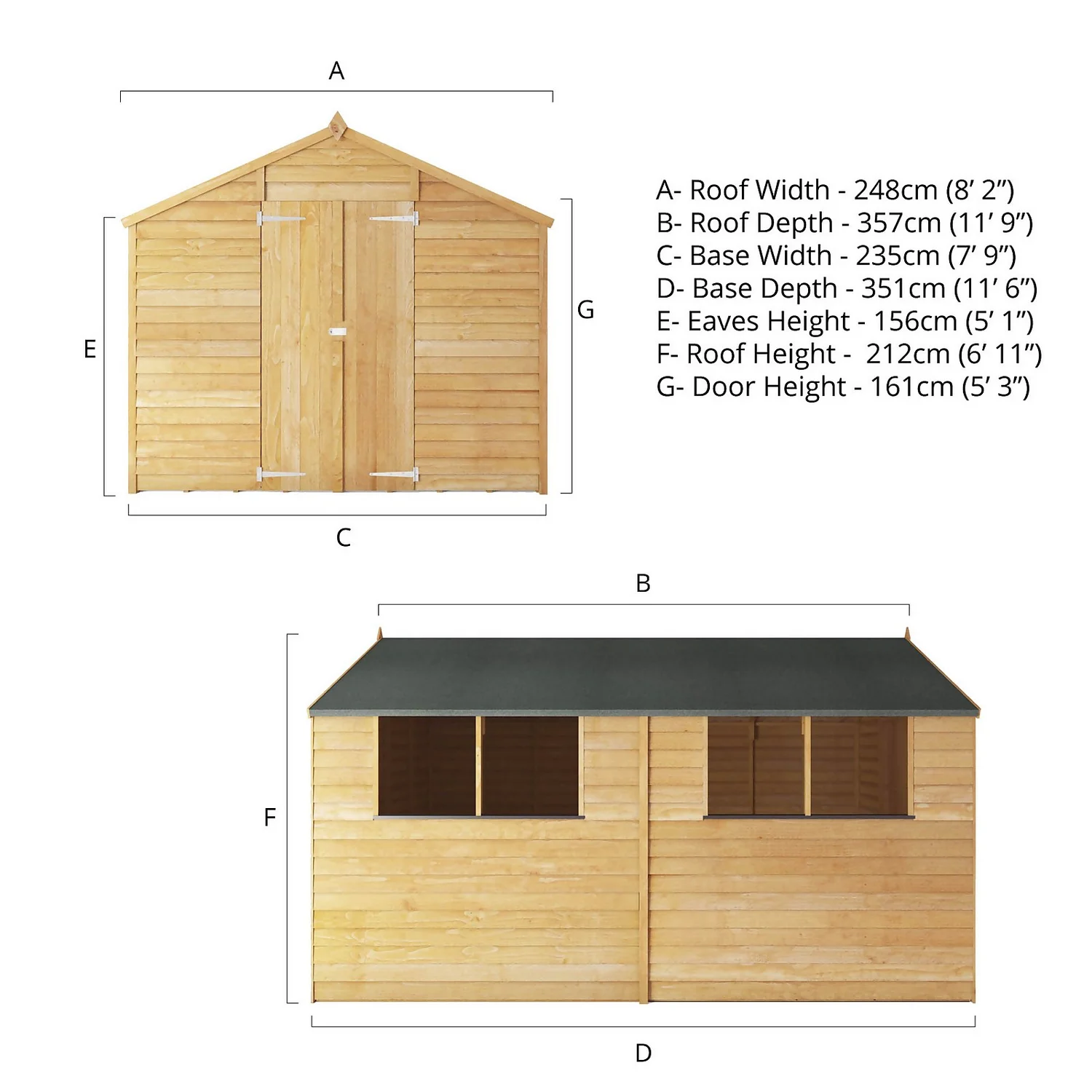 Mercia 12 X 8ft Overlap Double Door Apex Shed 11 Mercia 12 X 8ft Overlap Double Door Apex Shed - Image 9