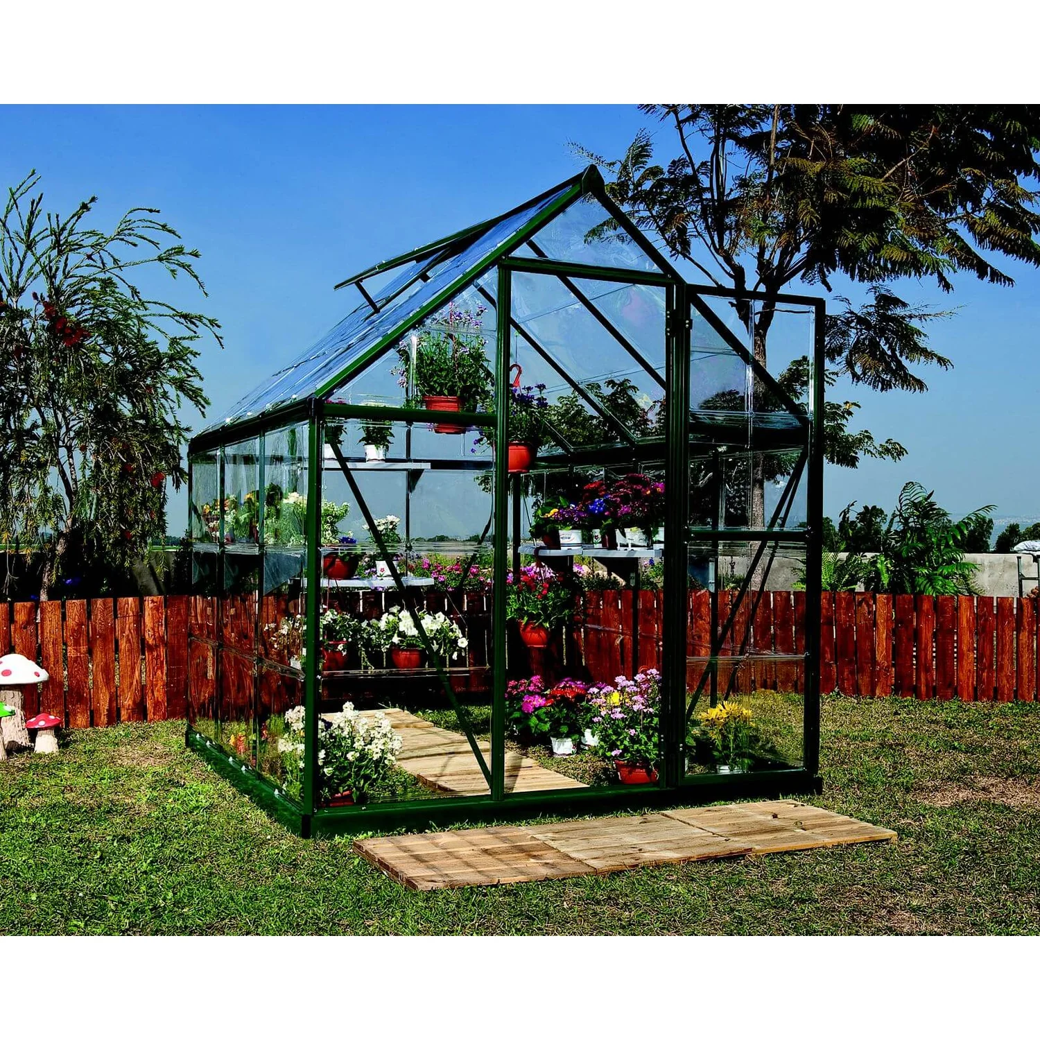 Palram 6 X 6ft Canopia Harmony Greenhouse - Green 4 Palram 6 X 6ft Canopia Harmony Greenhouse - Green - Image 2