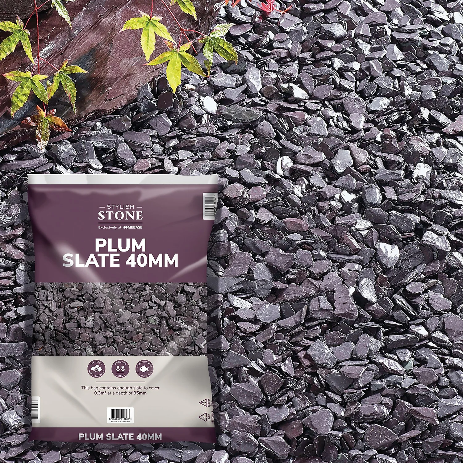 Stylish Stone Plum Slate 40mm - Large Pack - 19kg 3 Stylish Stone Plum Slate 40mm - Large Pack - 19kg