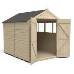 Forest 8 X 6ft Overlap Pressure Treated Apex Shed - Double Door 4 Windows -Gardening Series Store 12833293 3074833198023757