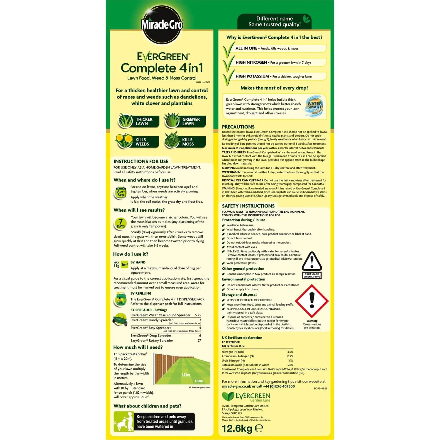 Miracle-Gro EverGreen Complete 4-in-1 Lawn Food, Weed & Moss Killer - 360m2 4 Miracle-Gro EverGreen Complete 4-in-1 Lawn Food, Weed & Moss Killer - 360m2 - Image 2