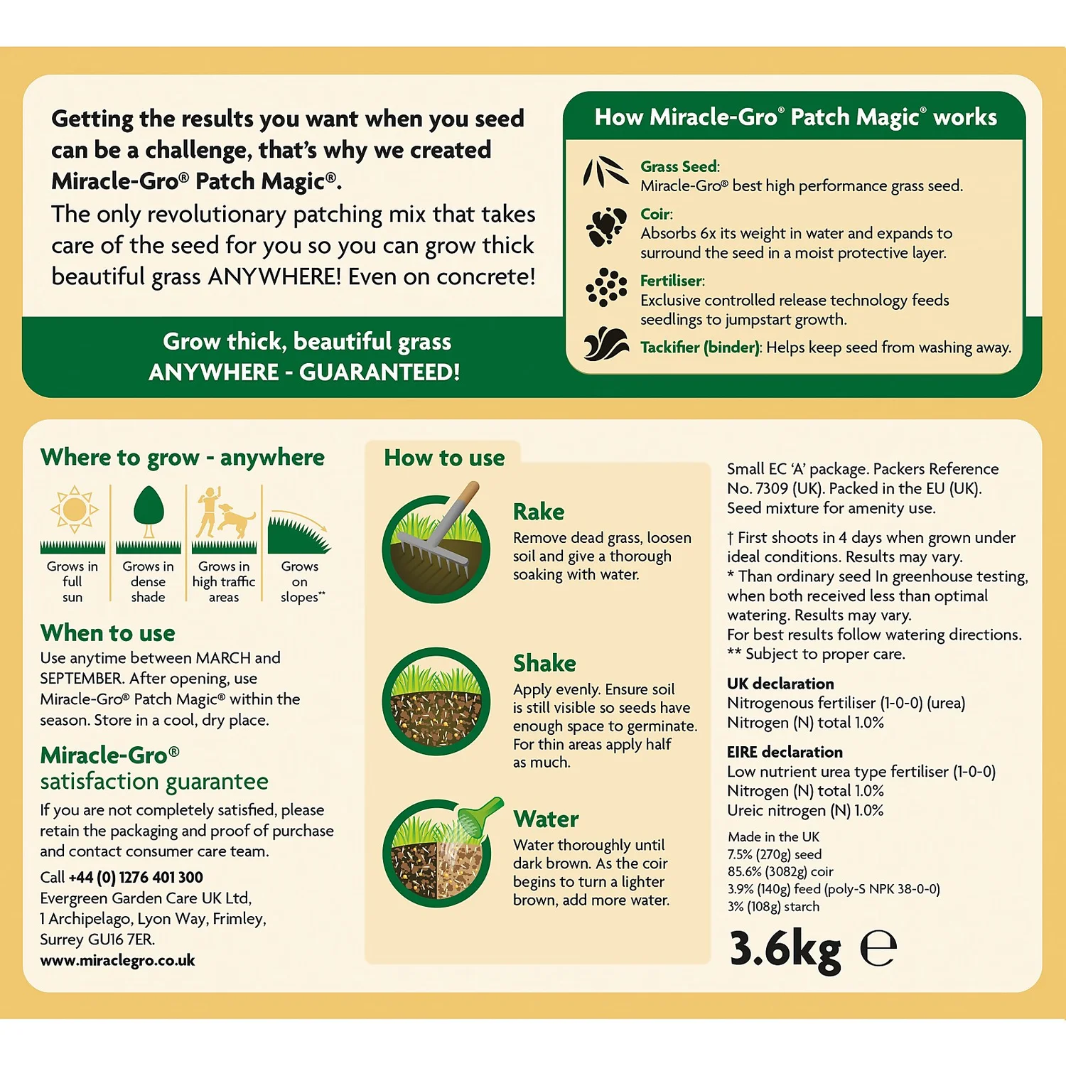 Miracle-Gro Patch Magic Grass Seed, Feed & Coir - 48 Patch Bag 4 Miracle-Gro Patch Magic Grass Seed, Feed & Coir - 48 Patch Bag - Image 2