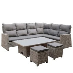 Mortimer Grey Rattan Garden Corner Sofa Set -Gardening Series Store 12887790 1205047776415101