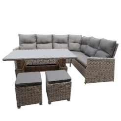 Mortimer Grey Rattan Garden Corner Sofa Set -Gardening Series Store 12887790 1775047776377538