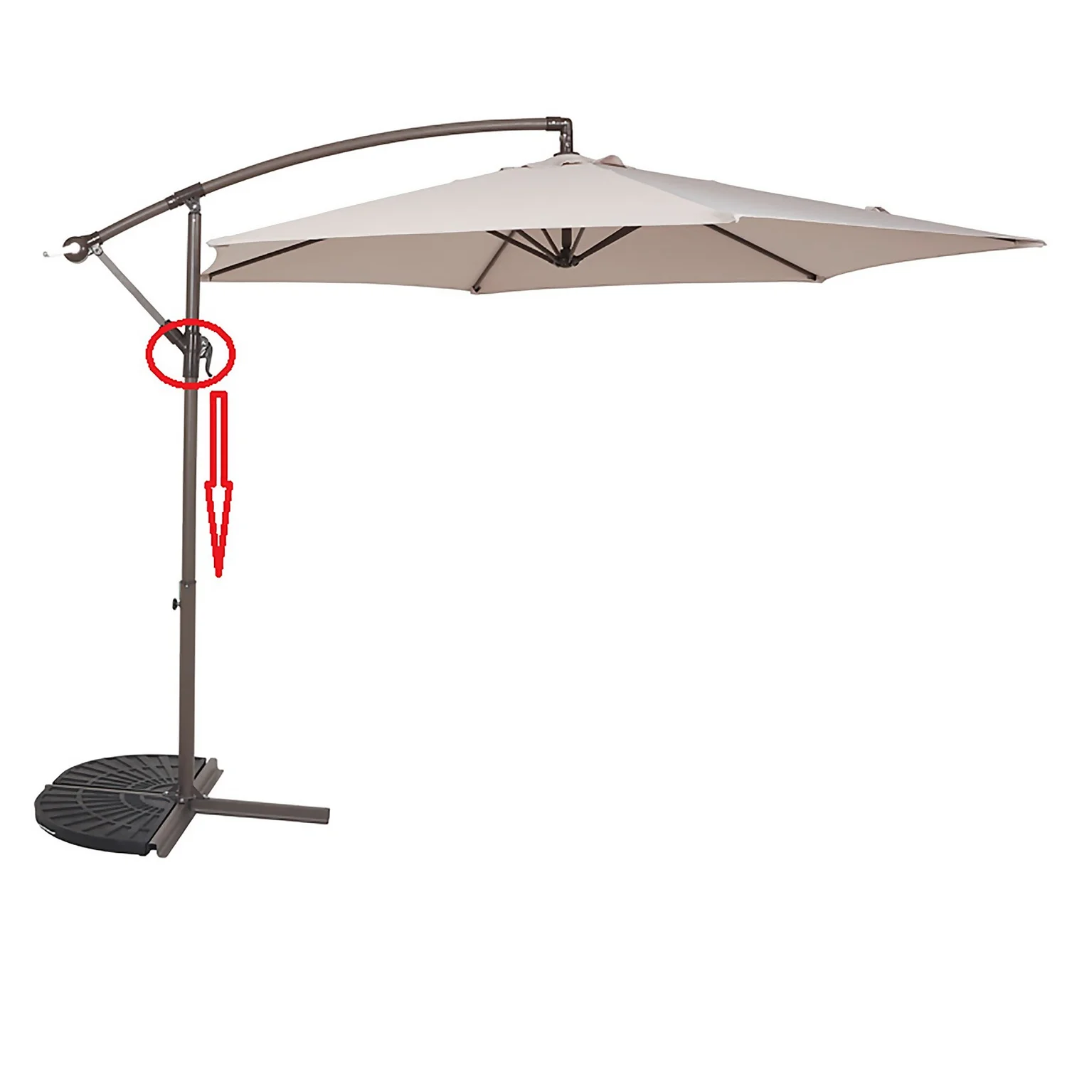 None 3m Overhanging Parasol - Light Grey 7 None 3m Overhanging Parasol - Light Grey - Image 5