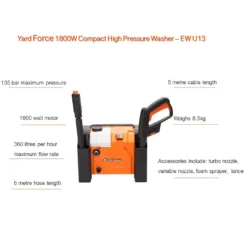 Yard Force 1800W 135Bar Compact Pressure Washer -Gardening Series Store 12892251 9054929620347179