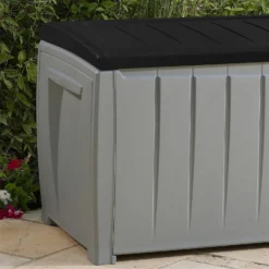 Keter Ace Outdoor Garden Storage Box 124 X 55 X 62.5 Cm - Grey And Black -Gardening Series Store 13432924 3844947994747044