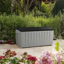 Keter Ace Outdoor Garden Storage Box 124 X 55 X 62.5 Cm - Grey And Black -Gardening Series Store 13432924 5964947994547391