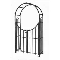 Panacea Arched Top Garden Steel Arch With Gate - Black