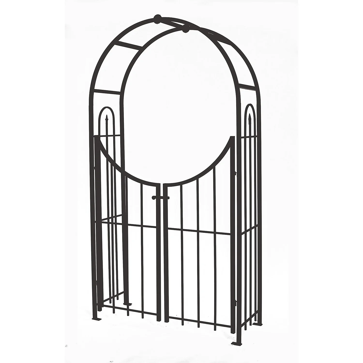 Panacea Arched Top Garden Steel Arch With Gate - Black 3 Panacea Arched Top Garden Steel Arch With Gate - Black