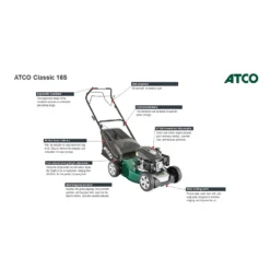 Atco 123ccc Classic 16S Petrol Lawn Mower - 41cm -Gardening Series Store 13483563 1084929328984659