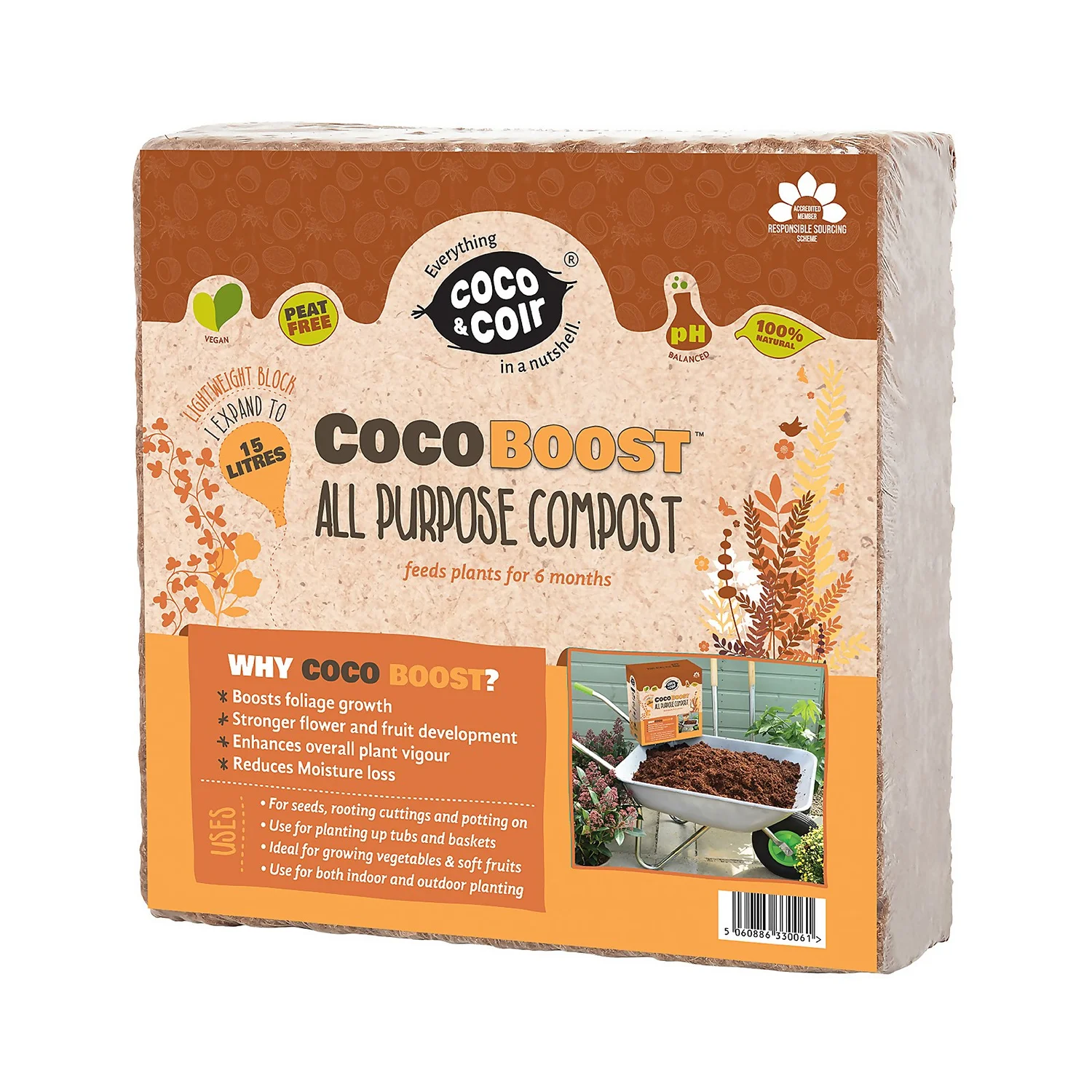 Coco & Coir Coco Boost All Purpose Compost With Added Nutrients - 15L 3 Coco & Coir Coco Boost All Purpose Compost With Added Nutrients - 15L
