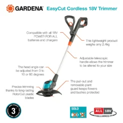 GARDENA EasyCut Cordless 18V Grass Trimmer 12 GARDENA EasyCut Cordless 18V Grass Trimmer -Gardening Series Store 13524830 8114936346365854