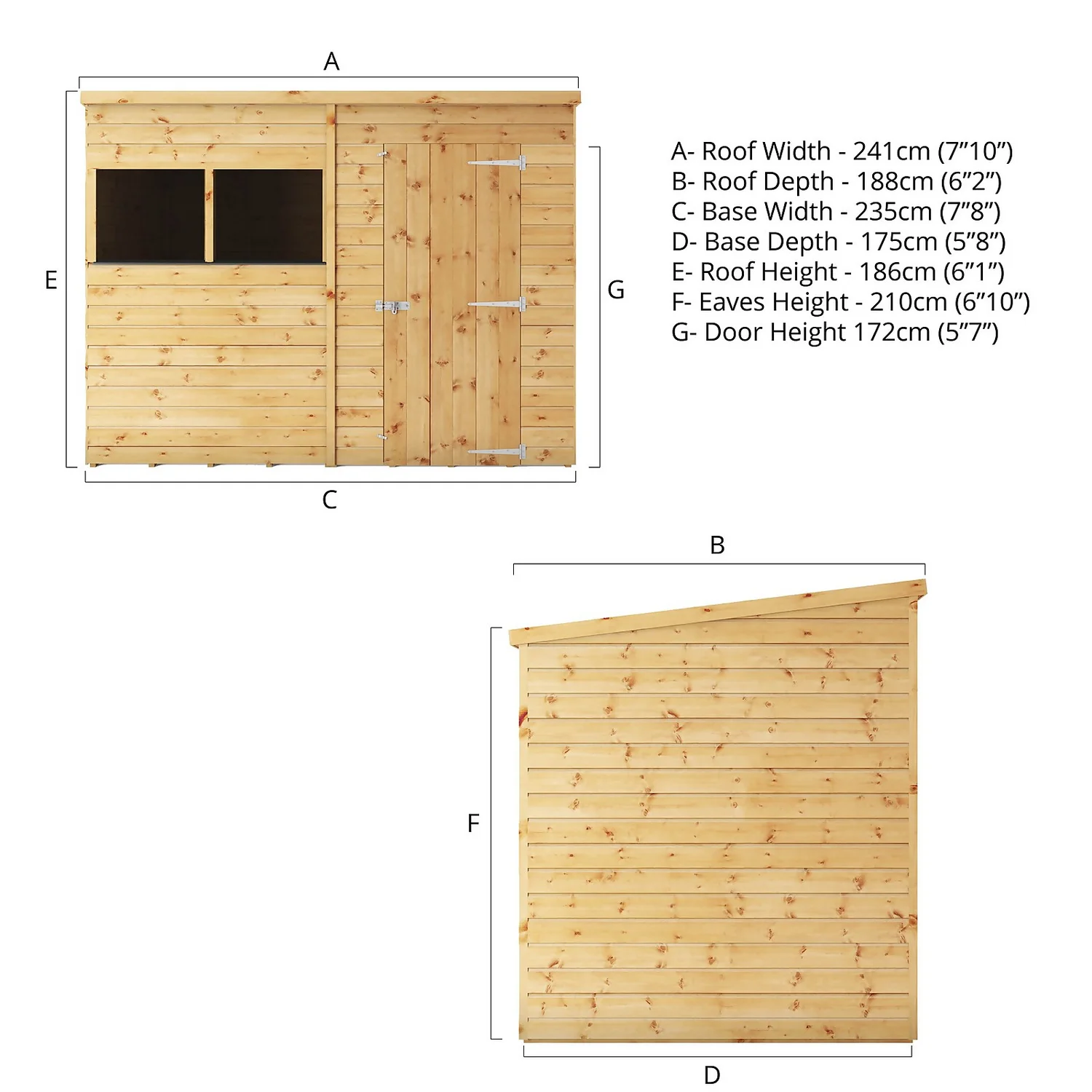 Mercia 8ft X 6ft Premium Shiplap Pent Shed - Including Installation 9 Mercia 8ft X 6ft Premium Shiplap Pent Shed - Including Installation - Image 7