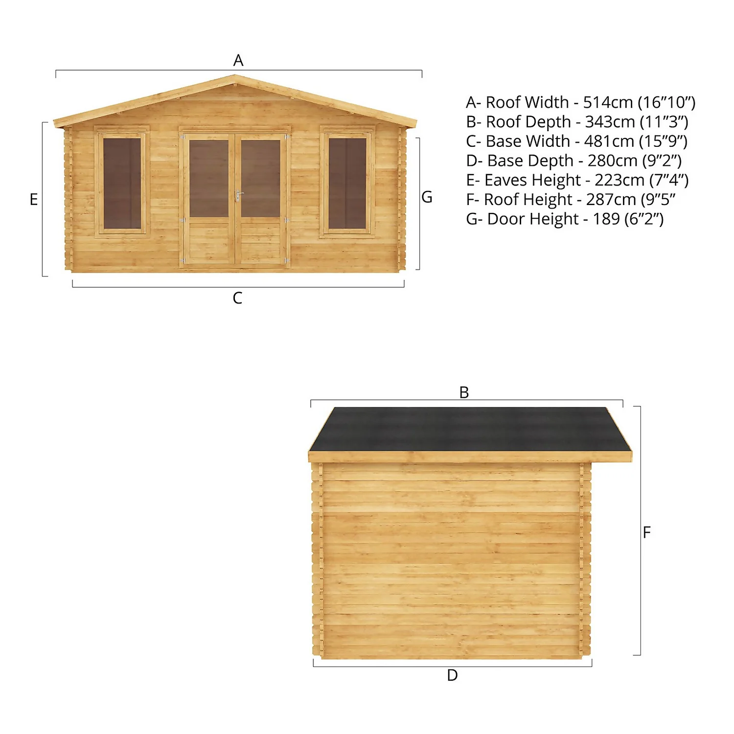 Mercia 5m X 3m Retreat Log Cabin 44mm 11 Mercia 5m X 3m Retreat Log Cabin 44mm - Image 9