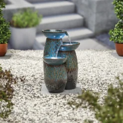 Stylish Fountain Glazed Trio Water Feature With LEDs 8 Stylish Fountain Glazed Trio Water Feature With LEDs -Gardening Series Store 13846047 7854962028373355