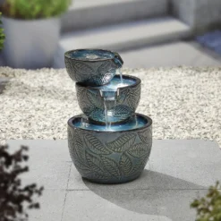 Stylish Fountain Fossil Leaf Water Feature With LEDs -Gardening Series Store 13846049 1864962028237914