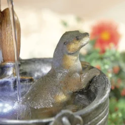 Stylish Fountain Playful Otters Water Feature With LEDs -Gardening Series Store 13846072 1744962027851034