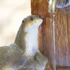 Stylish Fountain Playful Otters Water Feature With LEDs -Gardening Series Store 13846072 8474962027929886