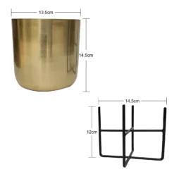Brass Indoor Plant Pot With Cross Stand - 13.5cm -Gardening Series Store 13887188 1104999809670185