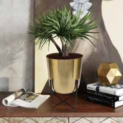 Brass Indoor Plant Pot With Cross Stand - 13.5cm -Gardening Series Store 13887188 1304999809734982