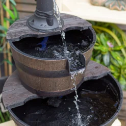 Stylish Fountain Whiskey Barrels Garden Water Feature -Gardening Series Store 13944159 2555005845016341