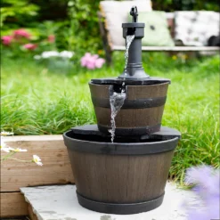 Stylish Fountain Whiskey Barrels Garden Water Feature -Gardening Series Store 13944159 3115005845107244