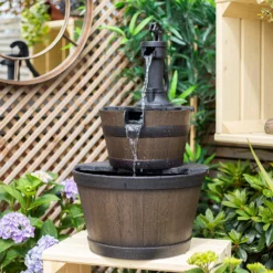 Stylish Fountain Whiskey Barrels Garden Water Feature -Gardening Series Store 13944159 7015005844786958