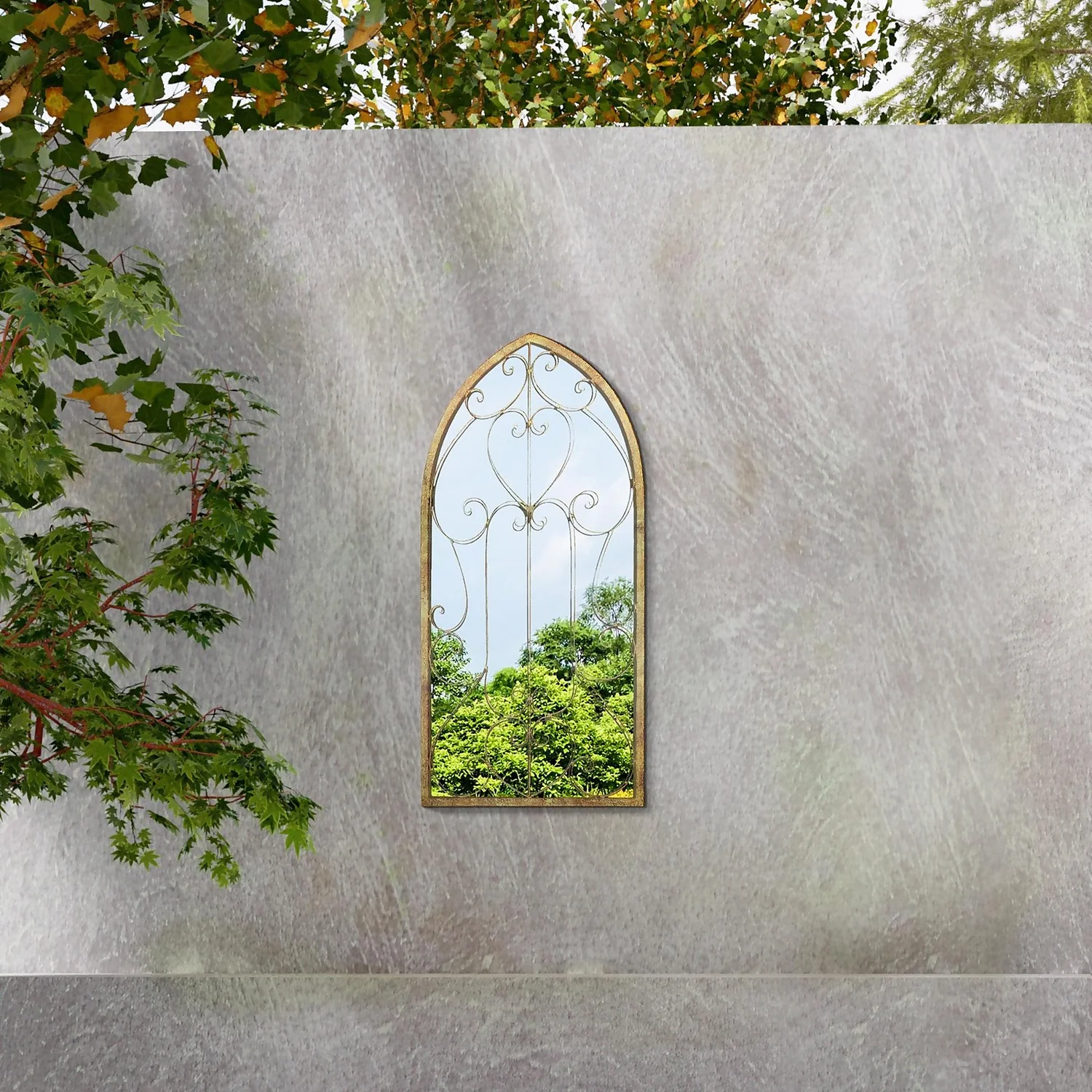 MirrorOutlet Metal Arched Decorative Window Garden Mirror - 100x50cm 4 MirrorOutlet Metal Arched Decorative Window Garden Mirror - 100x50cm - Image 2