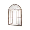 MirrorOutlet Metal Arched Decorative Window Effect Garden Mirror - 92x61cm