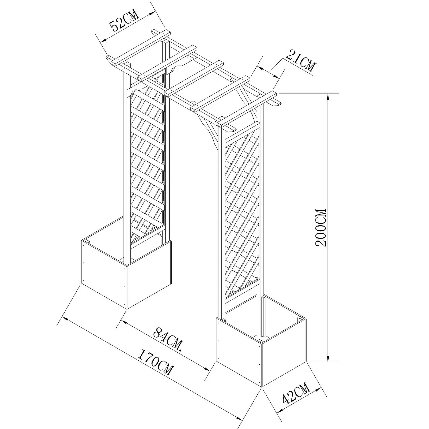 Homebase Wooden Garden Arched Trellis With Planters 9 Homebase Wooden Garden Arched Trellis With Planters - Image 7