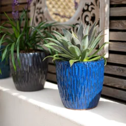 Chiswick Textured Pot Blue - 32cm -Gardening Series Store 13973624 4745011242733098