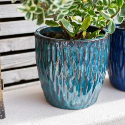 Chiswick Textured Pot Green - 18cm -Gardening Series Store 13973631 7305011239350721