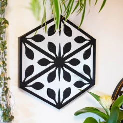 Hexagonal Laser Cut Outdoor Mirror 35cm - Black -Gardening Series Store 13981007 7935005835323161