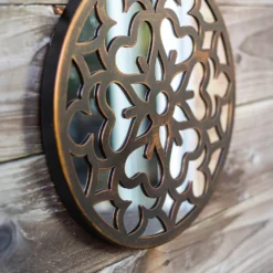 Round Laser Cut Outdoor Mirror 35cm - Bronze -Gardening Series Store 13981008 1435005835489778