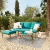 Omari Metal Garden Corner Sofa Set - Teal & Gold -Gardening Series Store 14005699 1385022704342400