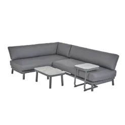 Heba Grey Metal Garden Corner Sofa Set -Gardening Series Store 14005702 6135022704600826