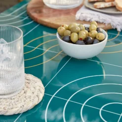 Omari Metal Garden Sofa Set - Teal & Gold -Gardening Series Store 14005703 1275022638104623