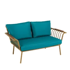 Omari Metal Garden Sofa Set - Teal & Gold -Gardening Series Store 14005703 7915022638148225
