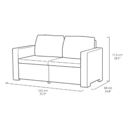 Keter California 4 Seater Outdoor Garden Furniture Lounge Set - Graphite With Grey Cushions -Gardening Series Store 14539591 5435041801860615