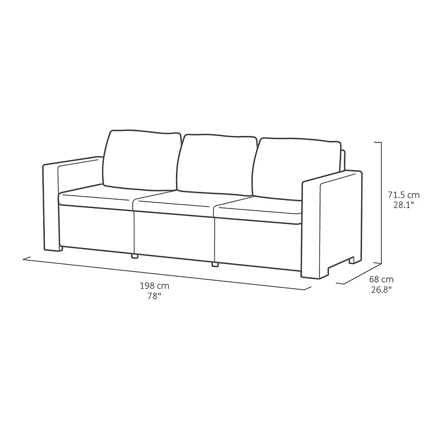 Keter California 3 Seater Outdoor Garden Furniture Chaise Longue - Graphite With Grey Cushions 7 Keter California 3 Seater Outdoor Garden Furniture Chaise Longue - Graphite With Grey Cushions - Image 5